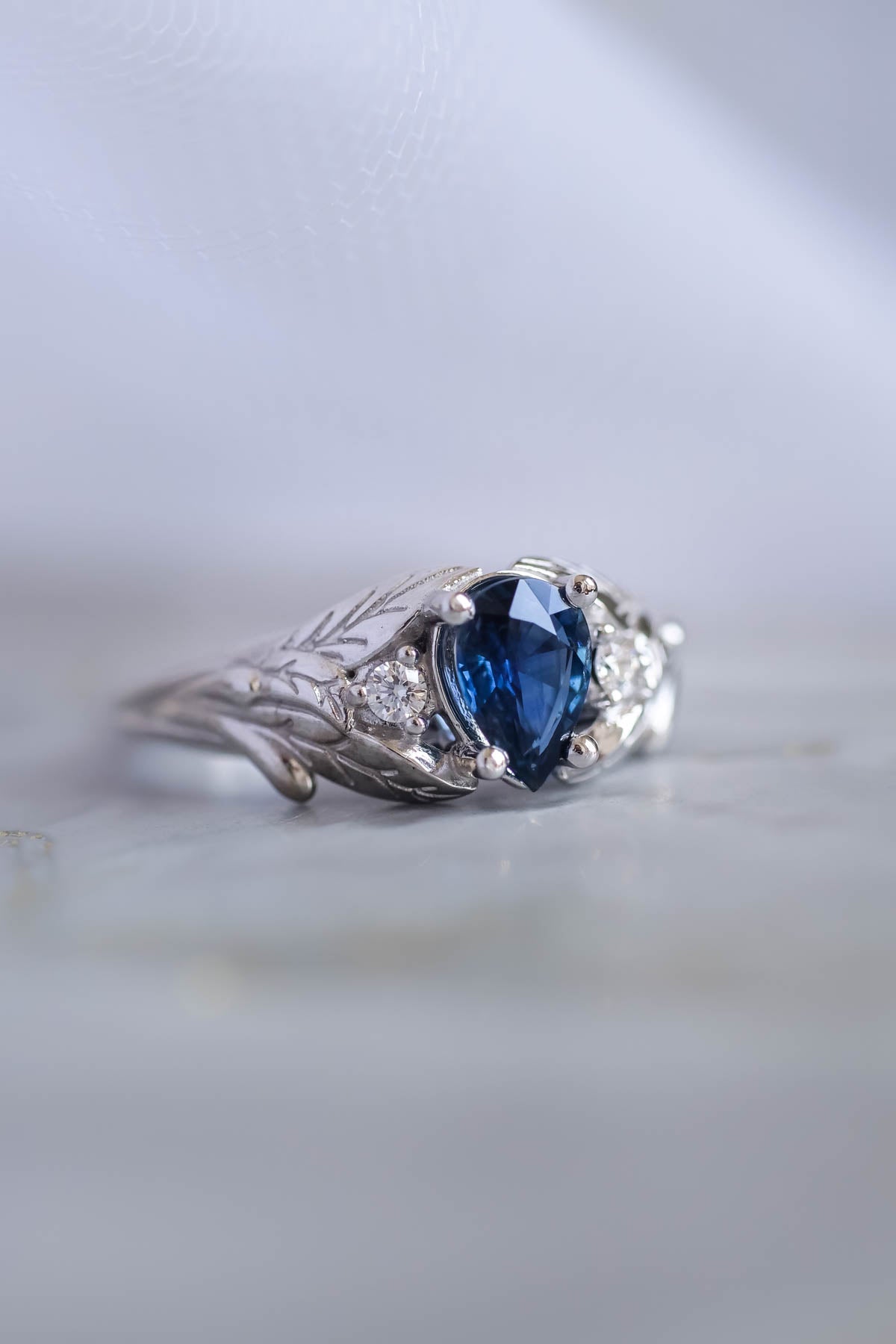 Raw Sapphire Montana sapphire 14k White Gold Engagement Ring Blue Wedd – by  Angeline